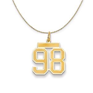 14k Yellow Gold, Jersey, Med Number 98 Necklace - 18 Inch